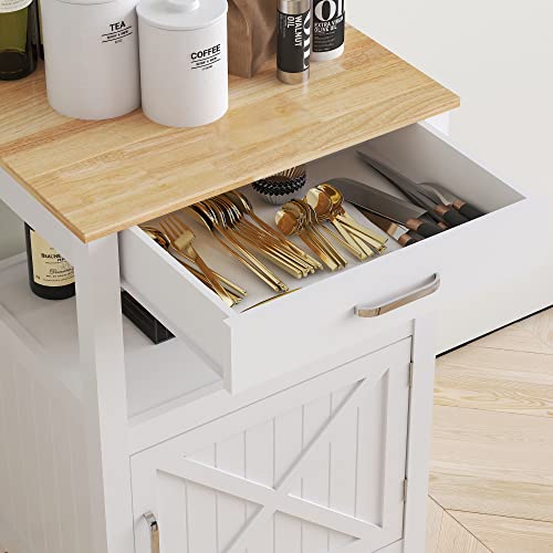 Rolling Kitchen Island Cart with Storage, Farmhouse Style, White V81481
