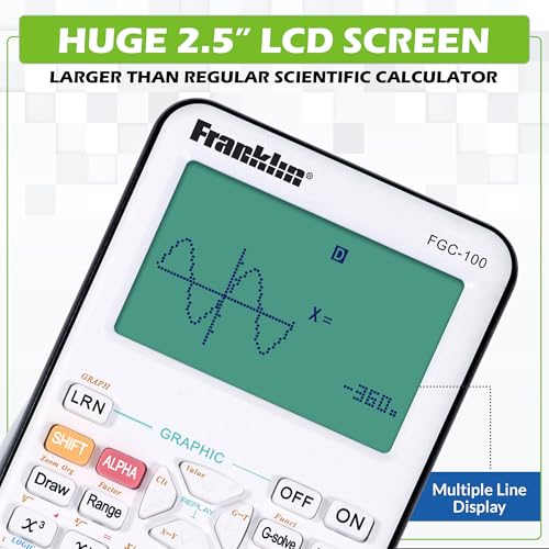 Franklin Scientific Graphing Calculator with 3 Operating Modes, Protective Cover, White W882