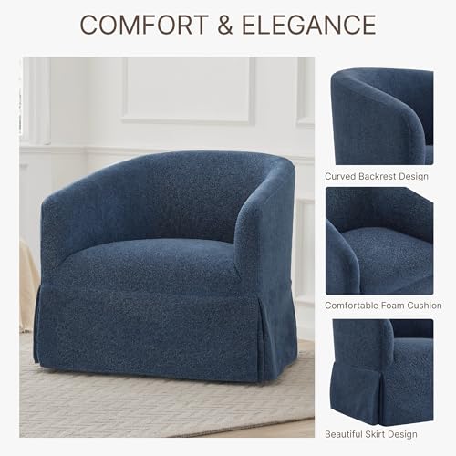 Swivel Accent Chair Set of 2, 360 Degree Linen Fabric Armchair, Cream White Q4822