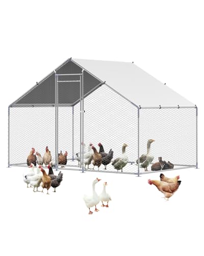VEVOR Large Metal Chicken Coop with Run, Walk-in Outdoor Poultry Pen W388