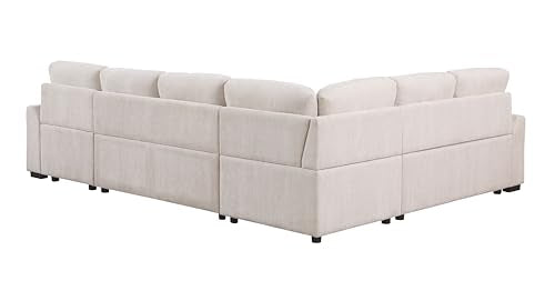 L-Shaped Pull Out Sleep Sofabed with Storage Chaise, Chenille Upholstered X30892