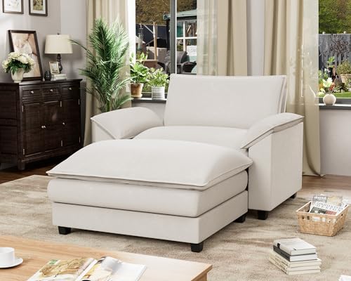 Homall 119" Modular Sectional Sofa with Reversible Ottoman, Light Grey V97154