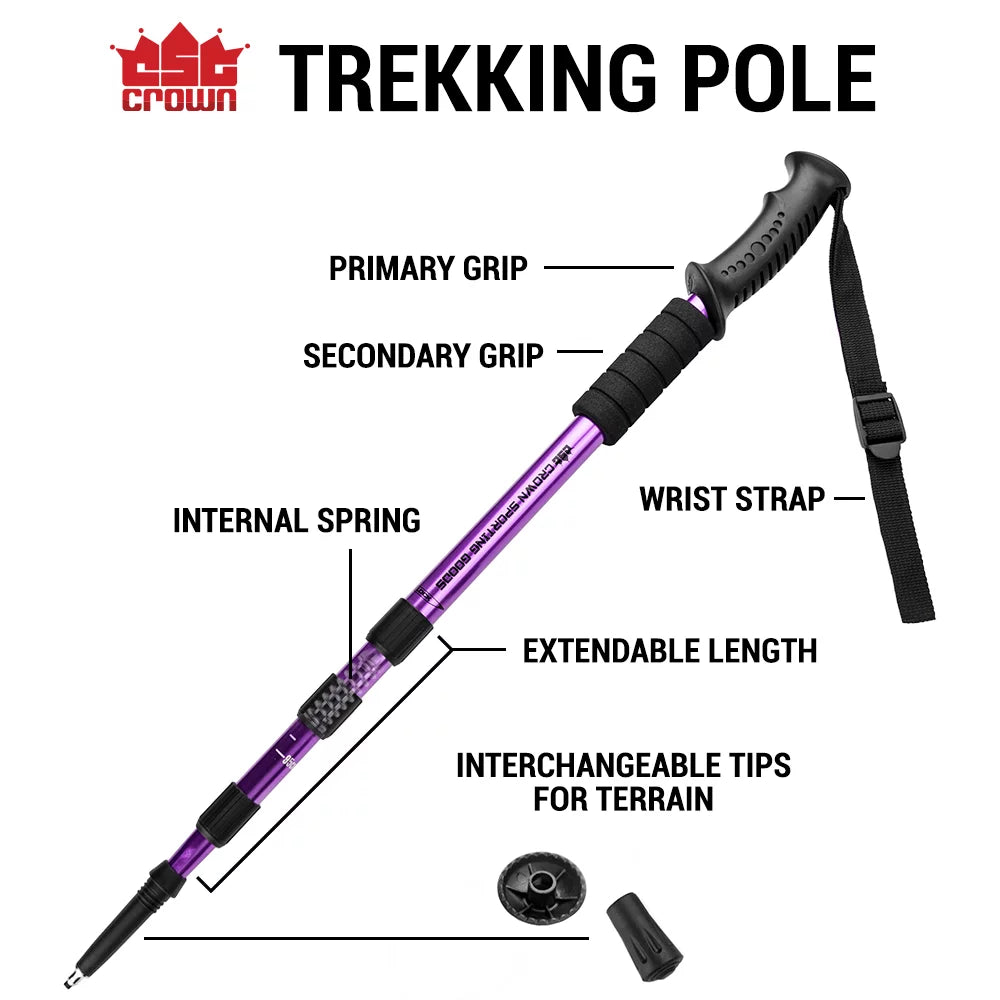Crown Sporting Goods Shock-Resistant Adjustable Trekking Pole K9593