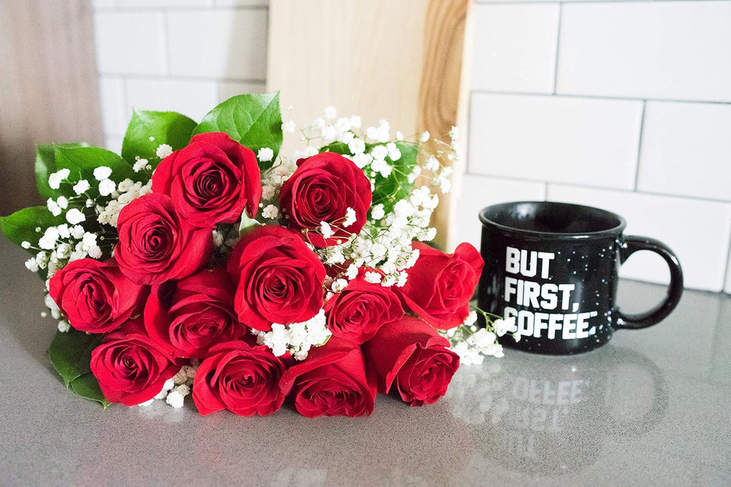 From You Flowers - One Dozen Red Roses with Chocolates with Glass Vase (Fresh Flower Bouquets) Birthday, Anniversary, Get Well, Sympathy, Congratulations, Thank You