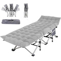 Folding Camping Cot for Adults, Heavy Duty Sleeping Cots with Carry Bag, Double Layer Oxford Portable Travel Camp Cots for Outdoor Camp Beach Home Office (Silver Frame with Gray Pad, 1PACK)