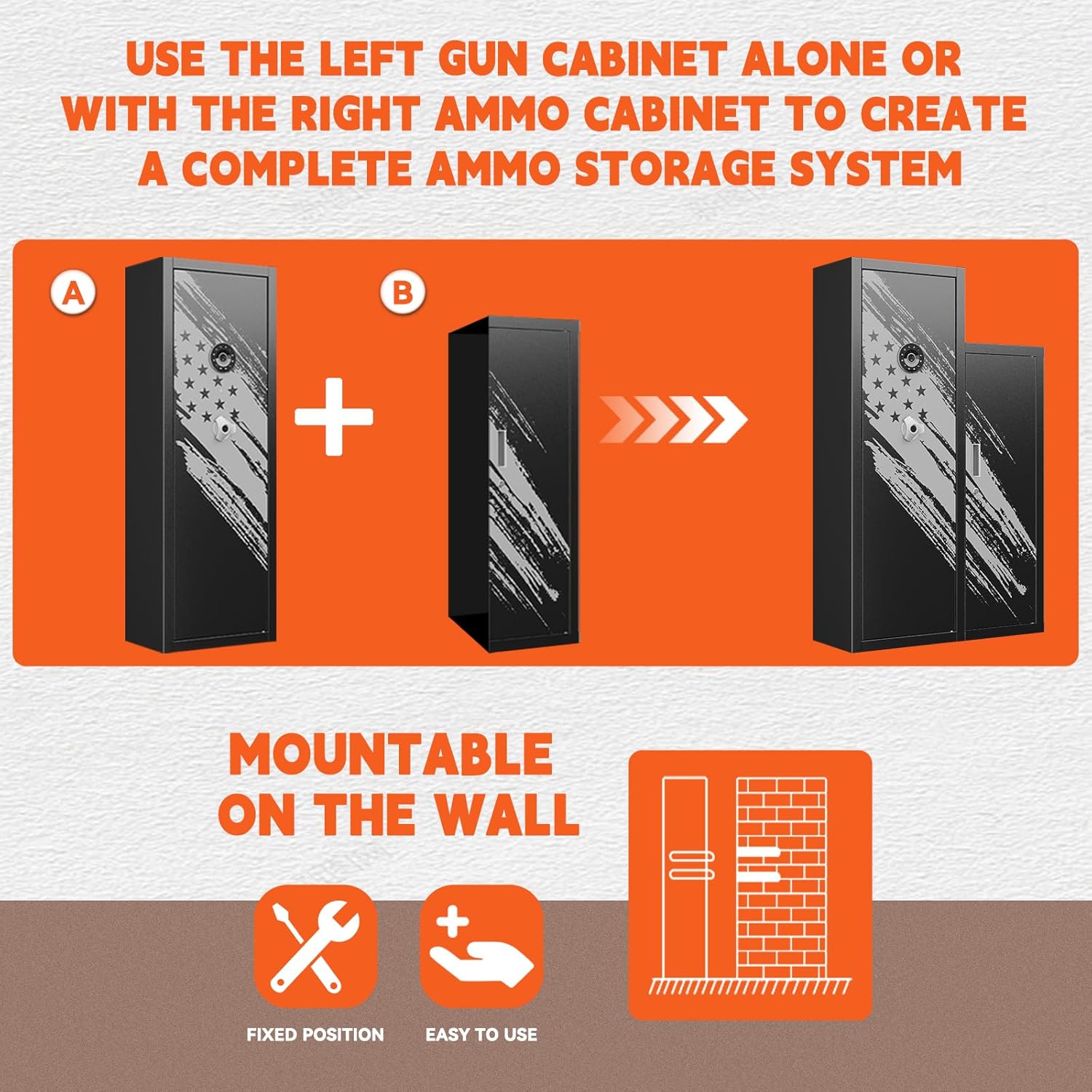 KAER 8-12 Rifle Gun Safe for Rifles and Pistols with Detachable Gun Racks M5791
