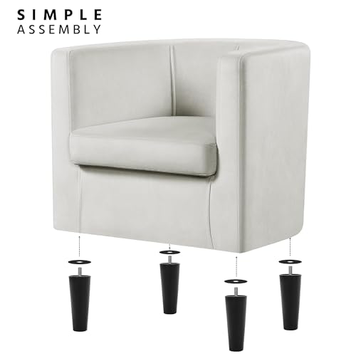 Yaheetech Velvet Accent Chair, Modern Upholstered Barrel Chair, Olive Green J55628