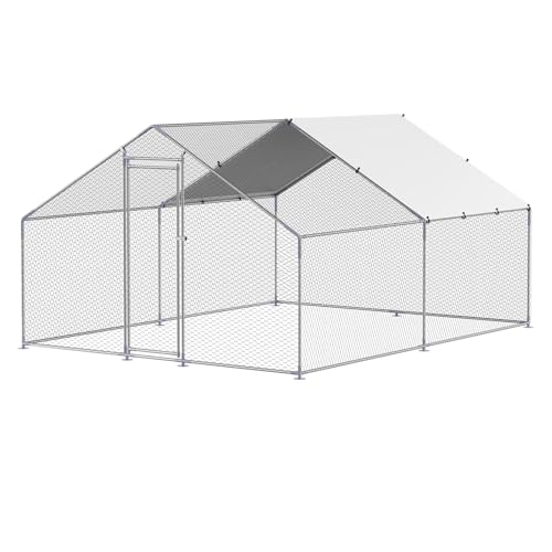 VEVOR Large Metal Chicken Coop with Run, Walk-in Outdoor Poultry Pen W388