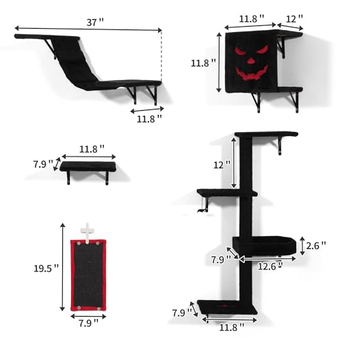 COZIWOW Wall Mounted Cat Shelves and Perches, Set of 5 (Grey) Y44261