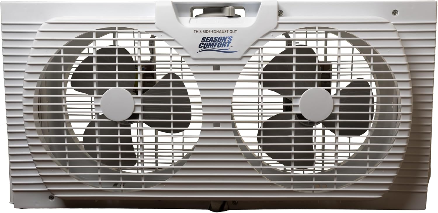9 inch Deluxe Twin Window Fan, 9", White