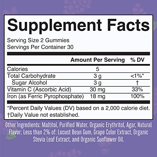 MaryRuth's Iron Supplement Gummies for Adults, Sugar Free, Vitamin C, Vegan, 60 Count D78018