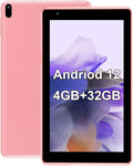 Tablet 7 inch Android 12.0 Tablet, 4GB+32GB ROM （1TB Expand）, Quad-Core, WiFi, GMS, Dual Camera, Educational, Games(Pink