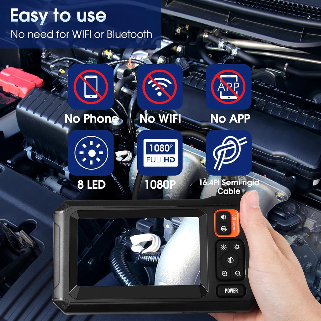 Industrial Endoscope Borescope Camera 4.3'' LCD HD Waterproof Sewer Inspection K4016