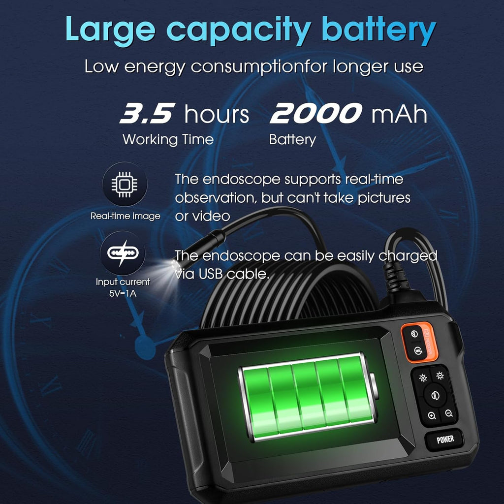 Industrial Endoscope Borescope Camera 4.3'' LCD HD Waterproof Sewer Inspection K4016