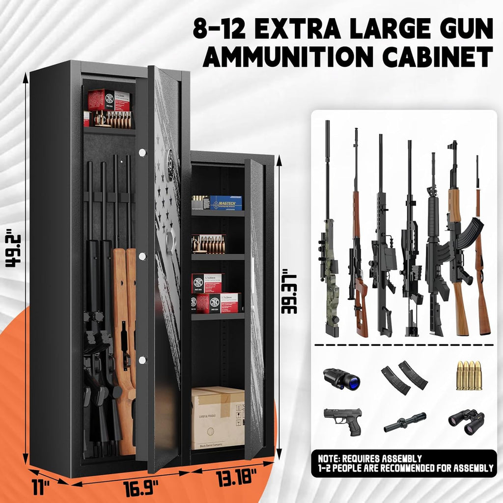KAER 8-12 Rifle Gun Safe for Rifles and Pistols with Detachable Gun Racks M5791
