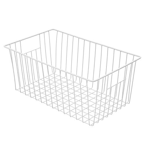16" Upright Freezer Organizer Baskets, Wire Storage Bins, White, Set of 6 V556519