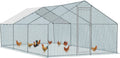 20 x 10 ft Large Metal Chicken Coop, Walk-in Poultry Cage Chicken Hen Run House with Waterproof Cover, Rabbits Cats Dogs Farm Pen for Outdoor Backyard Farm Garden