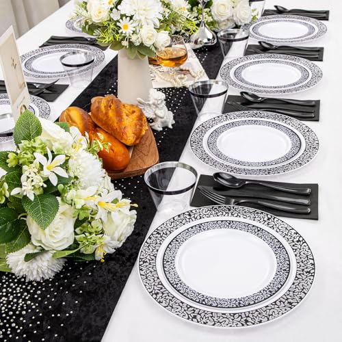 WELLIFE Silver Party Dinnerware Set for 50 Guests, Disposable A689948
