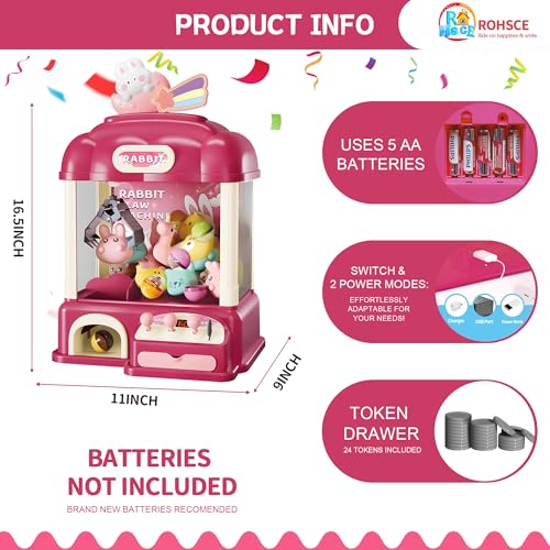 Claw Machine for Kids with Music Lights, USB Rechargeable, Ages 4-12 X2020