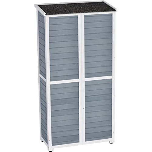 GDLF Outdoor Storage Cabinet Wood & Metal Garden Shed with Lockable Doors U91129