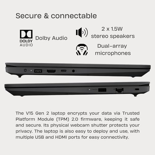 Lenovo V15 Gen 2 15.6" FHD Laptop, 8GB RAM, 256GB SSD, Windows 11 Home, Black R2092