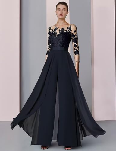 Lace Applique Jumpsuit for Wedding Guest Mother of Bride O505