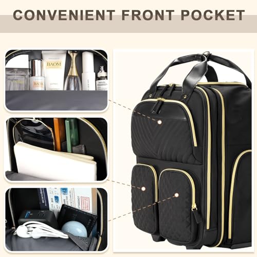 Small Underseat Carry-On Luggage with Wheels, Lightweight Travel Bag, Black Gold G79642
