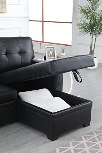 L-Shaped Pull Out Sleep Sofabed with Storage Chaise, Chenille Upholstered X30892