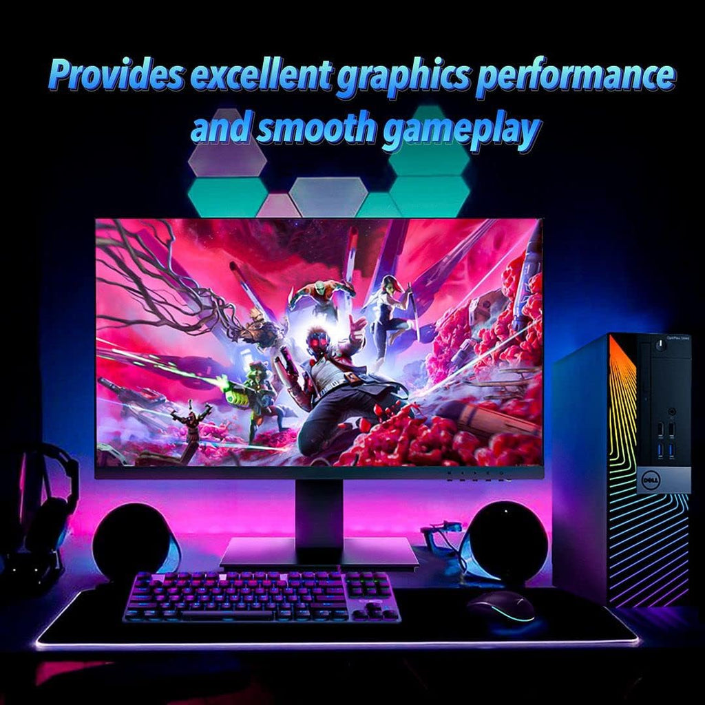 Dell Gaming Desktop PC with 24 Inch Koorui Monitor, GT 1030, i7-6700, 16GB RAM, 512GB SSD, WiFi, Windows 10 Pro, RGB Keyboard Mouse (Renewed) F9696