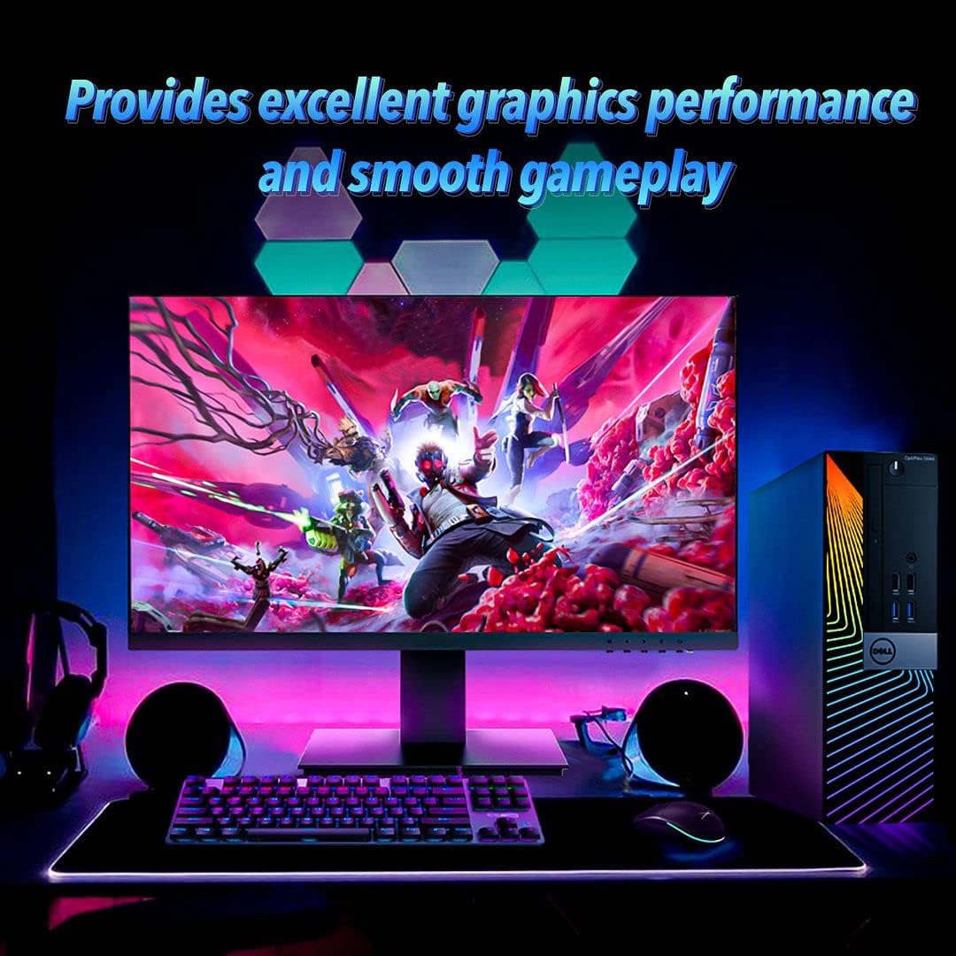 Dell Gaming Desktop PC with 24 Inch Koorui Monitor, GT 1030, i7-6700, 16GB RAM, 512GB SSD, WiFi, Windows 10 Pro, RGB Keyboard Mouse (Renewed) F9696