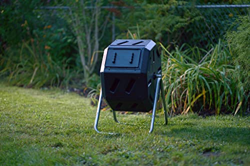 FCMP Outdoor IM4000 Dual Chamber Tumbling Composter, 37 Gallon, Black W19586