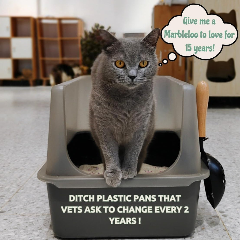 Jumbo Stainless Steel Litter Box with Lid, Non-Stick Coating, Includes Scoop V85682