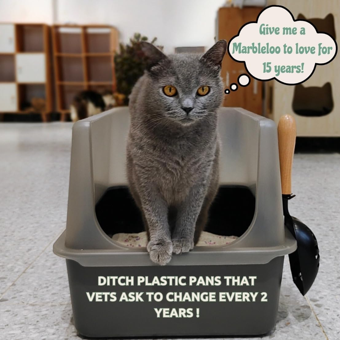 Jumbo Stainless Steel Litter Box with Lid, Non-Stick Coating, Includes Scoop V85682