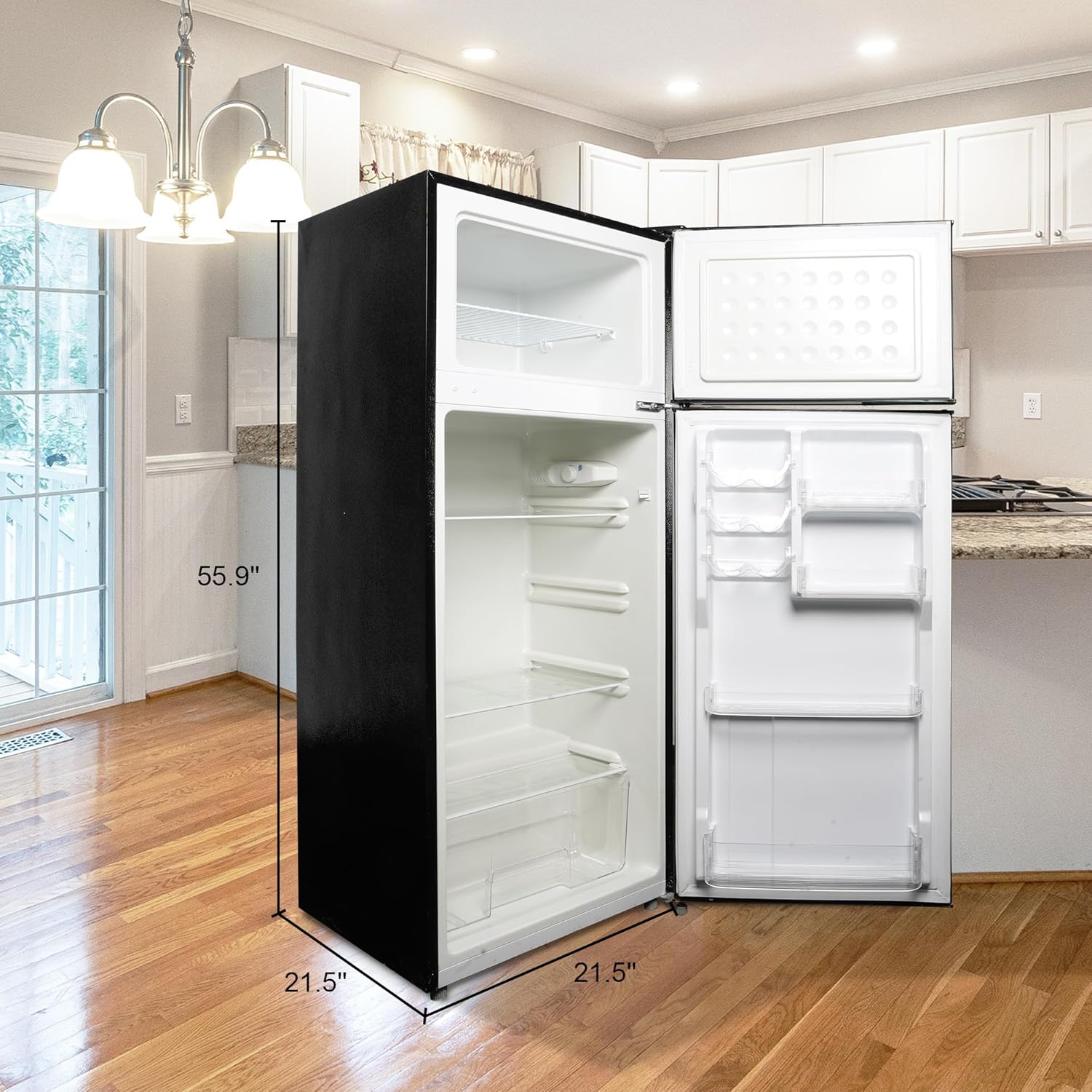 2 Door Refrigerator with Freezer, 7.7 Cu Ft Apartment Size, Black S150