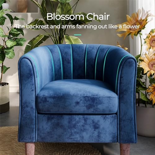 LINSY Accent Chair with Ottoman, Velvet, Olive Green C653