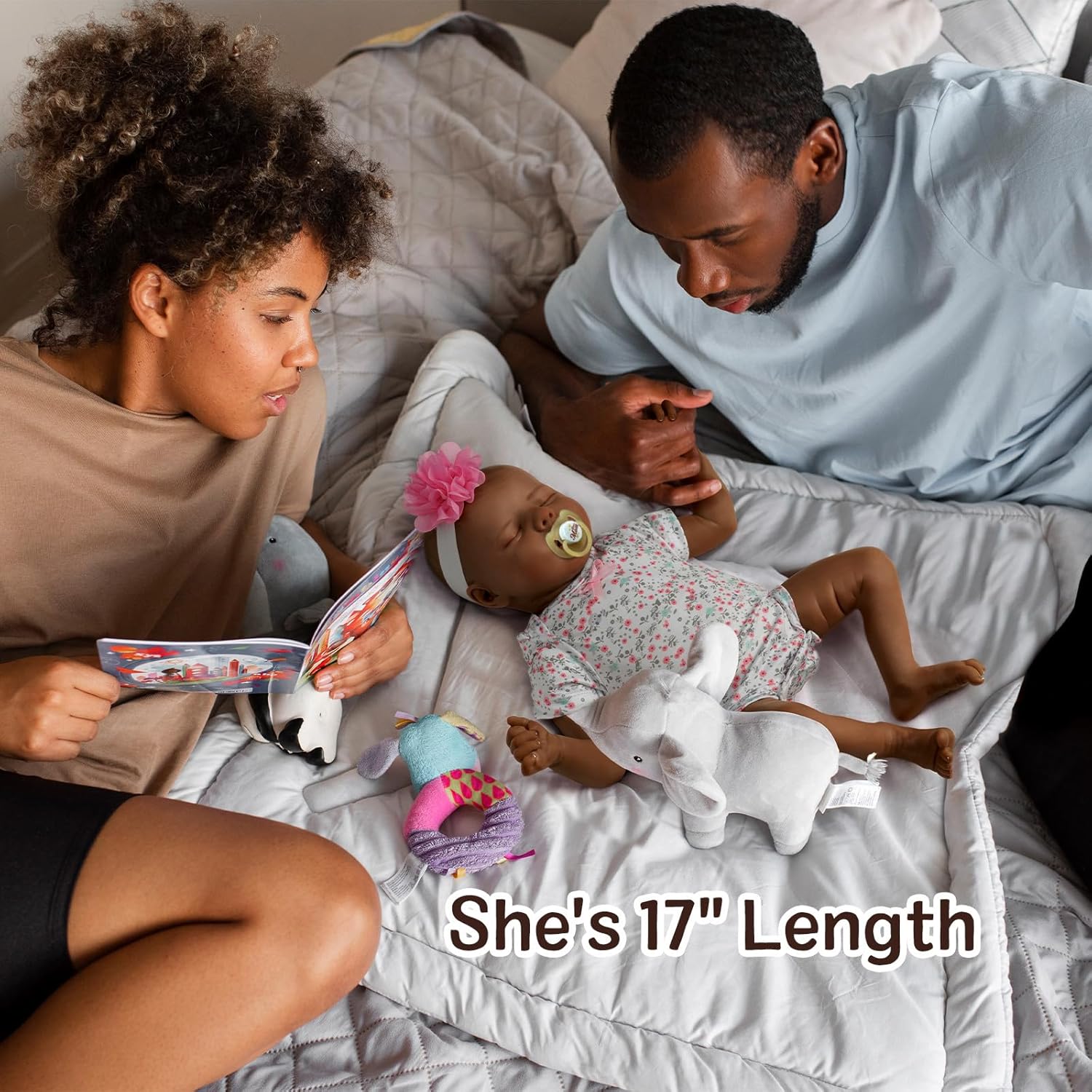 JIZHI Lifelike Reborn Baby Doll Black 17-Inch Soft Body Realistic Newborn Y418