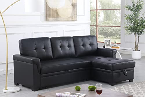 L-Shaped Pull Out Sleep Sofabed with Storage Chaise, Chenille Upholstered X30892