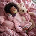 JIZHI Lifelike Reborn Baby Dolls Black -17Inch Baby-Soft Body & Curls Realistic-Newborn Baby Dolls African American Real Life Baby Dolls Cloth Body with Feeding Kit & Gift Box for Kids Age 3+
