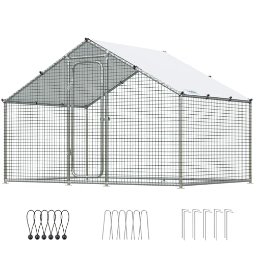 Quictent Large Metal Chicken Coop Run with Roosting Perch for 20+ Poultry, Outdoor Walk-in Hen House, 12x9x6.6FT N28773