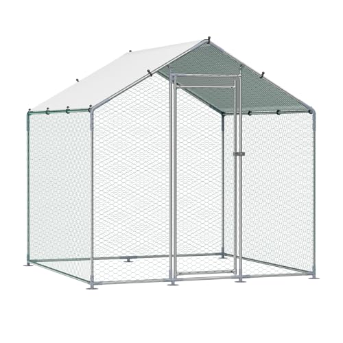 VEVOR Large Metal Chicken Coop with Run, Walk-in Outdoor Poultry Pen W388