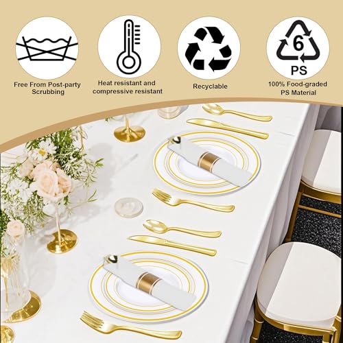 Zcaukya Gold Plastic Dinnerware Set for 50 Guests Z995447