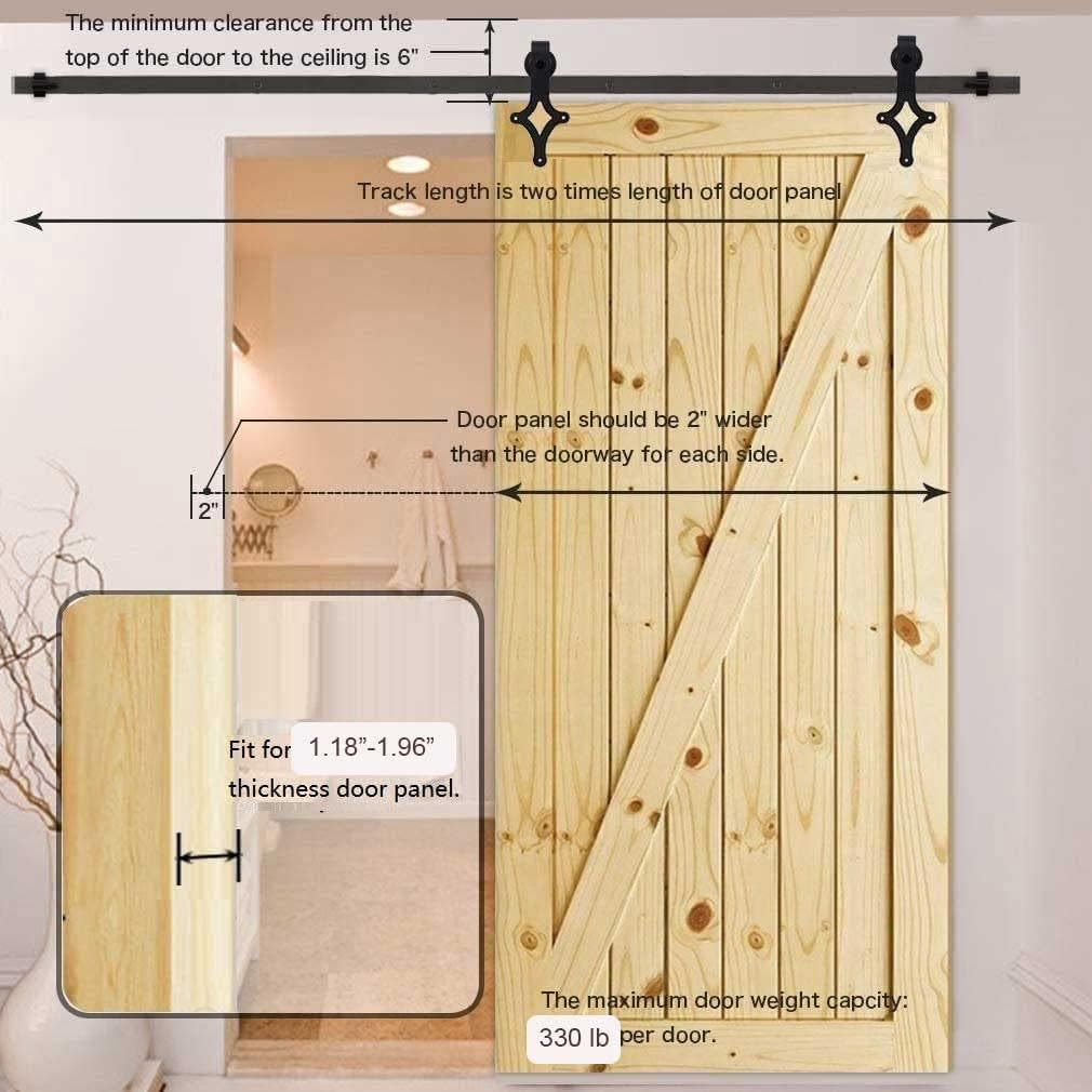 14FT Sliding Barn Door Hardware Kit, Heavy Duty, Black Y9125
