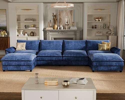 Homall 119" Modular Sectional Sofa with Reversible Ottoman, Light Grey V97154