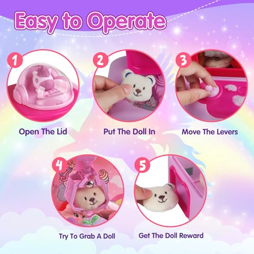 TingingYuli Unicorn Claw Machine for Kids with 20 Mini Plush Toys A89103