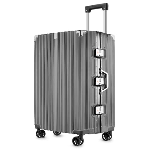 Hard Shell Zipperless Carry On Luggage 22x14x9 Airline Approved, Lightweight Suitcases Aluminum Frame +PC With 360 Roller Spinner Wheels TSA Lock For Men Women Tavel - 20 Inch Black