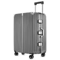 Hard Shell Zipperless Carry On Luggage 22x14x9 Airline Approved, Lightweight Suitcases Aluminum Frame +PC With 360 Roller Spinner Wheels TSA Lock For Men Women Tavel - 20 Inch Black