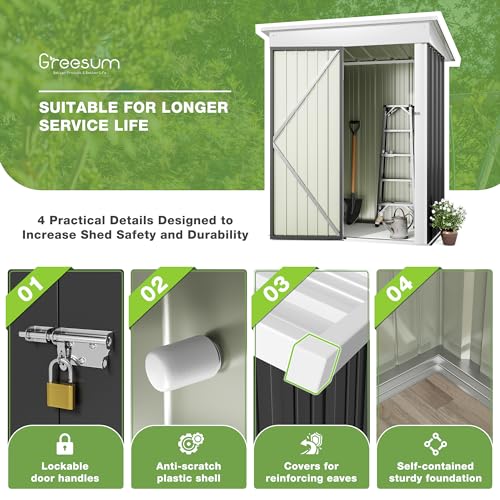 Greesum Outdoor Storage Shed 6 x 8 ft Metal Garden Utility Tool Shed with Lock, Brown U409