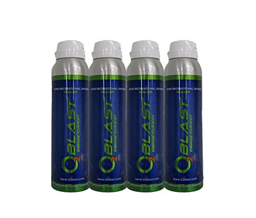 O2 Blast Pure Oxygen Supplement 4 Liter Portable Canned Oxygen 4 Pack I6595