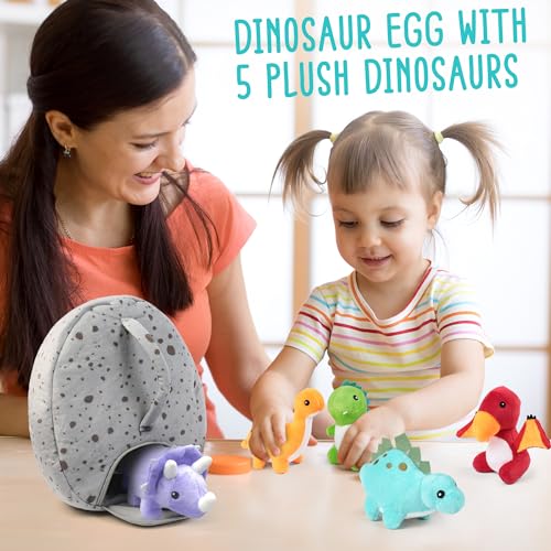 BenBen Dinosaur Stuffed Animals 5 Pack Plush Dolls with Egg Bag Toy Set N8865