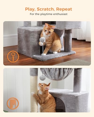 45-Inch Cat Tree with 2 Condos, Scratching Posts and Hammock F616